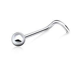 2mm Ball Shaped Curved Nose Stud Silver NSKB-62
